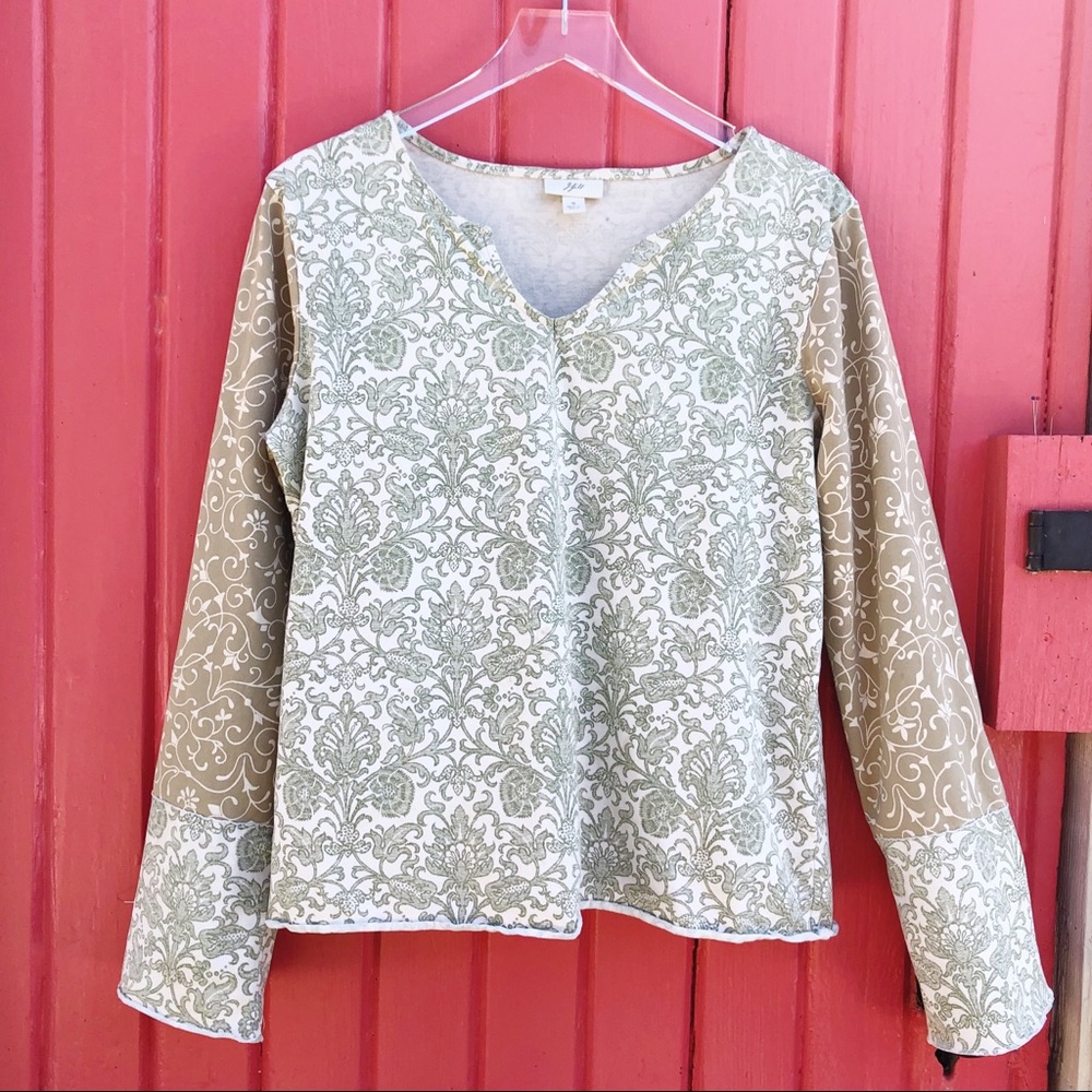 J. Jill Long Sleeve T Shirt Notched V Neck S